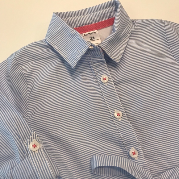 Pleated Button-Down Shirt Dress, 2T - Picture 3 of 5